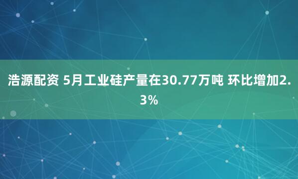 浩源配资 5月工业硅产量在30.77万吨 环比增加2.3%