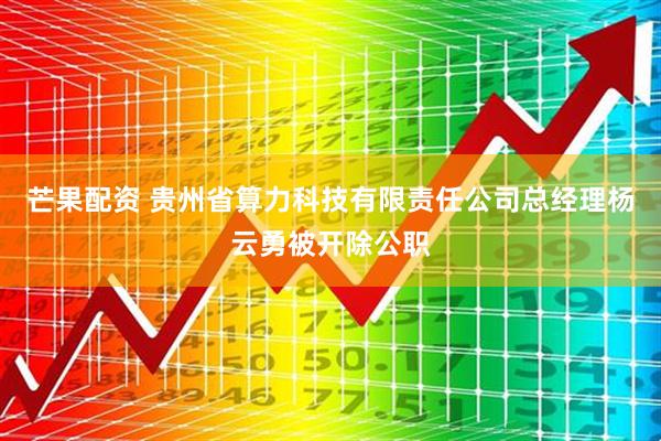 芒果配资 贵州省算力科技有限责任公司总经理杨云勇被开除公职
