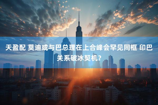 天盈配 莫迪或与巴总理在上合峰会罕见同框 印巴关系破冰契机？