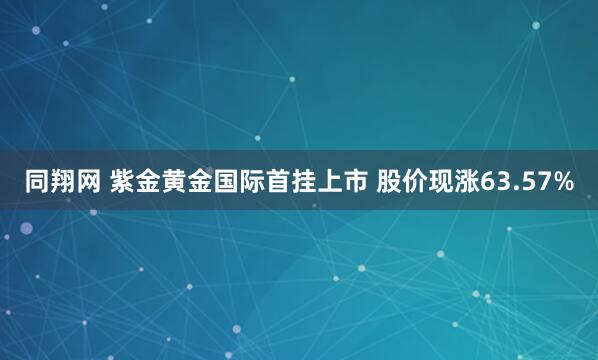 同翔网 紫金黄金国际首挂上市 股价现涨63.57%